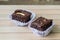 Chocolate brownie and cashew cupcake, fresh homemade