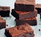 Chocolate brownie. Chocolate brownie tower.