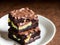 Chocolate Brownies Stacked. Generative AI