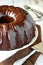 Chocolate bundt cake with ganache frosting