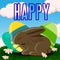 Chocolate bunny lurks near holiday eggs for Easter