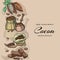 Chocolate, cacao and cocoa beans banner. Vector illustration for chocolate presentation or web page. Design templates