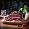 chocolate cake with berries - generated ai photos