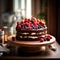 chocolate cake with berries - generated ai photos