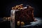 Chocolate Cake, Brown Cocoa Dessert, Chocolate Cake Slice, Abstract Generative AI Illustration