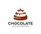 Chocolate cake with cherry logo design. Pastry shop vector design