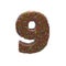 Chocolate Cake Donut Font with colorful sprinkles. Delicious Number 9. 3D render Illustration.