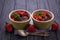 Chocolate cake in ramekin prepared in microwave