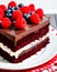 Chocolate cake with rich, fudgy frosting and perfectly layered cake,