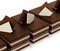 Chocolate cake slices with multiple layers. 3D illustration