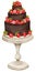 Chocolate cake on a stand decorated with strawberries. Watercolor holiday clipart