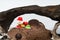 Chocolate cake wood design snow man