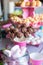 Chocolate cakepops and popcorn on dessert table at