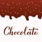 Chocolate calligraphy hand lettering. Melted chocolate background. Vector