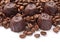 Chocolate candies with coffee beans