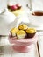 Chocolate candies. Lemon cheesecake cupcake.