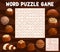 Chocolate candies, sweets word search puzzle game