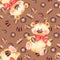 Chocolate candies and Teddy bear. Seamless pattern