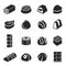 Chocolate candy confectionery assortment black icon set