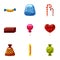 Chocolate candy icons set, cartoon style