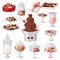 Chocolate candy vector sweet confection dessert with cocoa in glass jar in confectionery shop illustration of tasty