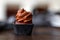 Chocolate capcake with chocolate cream. American dessert. Popular pastries. Cake