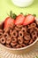 Chocolate cereals with strawberries