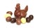 Chocolate chicken and easter eggs