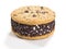 Chocolate Chip Cookie Ice Cream Sandwich on White Background