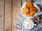 Chocolate chip cookies with cocoa, marshmallow. Cozy evening, cu