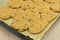 Chocolate chip cookies on parchment paper