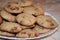 Chocolate chip cookies on a plate. Homemade cookies with chocolate