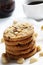 The chocolate chip and macadamia cookies on dish set for coffee break