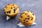 Chocolate Chip Muffins Close Up Horizontal Stock Photo