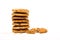 Chocolate chip oatmeal cookies on white background