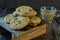 Chocolate chips cookies served with a cup of coffee