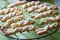 Chocolate chips and multicolored candy homemade shortbread cookies.