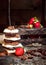 Chocolate / Chocolate bar / chocolate background/chocolate tower and strawberry