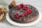 Chocolate Christmas cake with currants