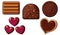 Chocolate clipart vector set flat design on white background, dessert isolated icon set element