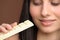 Chocolate - close-up of young woman enjoy sweets