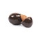 Chocolate coated almond nuts isolated