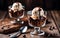 Chocolate coffee ice cream ball in a bowl This photo was generated using Playground AI