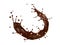Chocolate and coffee milk swirl splash with peanut