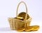 Chocolate coins in basket