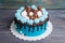 Chocolate color drip cream cheese cake with merengues