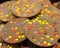 Chocolate cookies with colourful candy chips