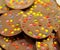 Chocolate cookies with colourful candy chips