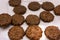 Chocolate cookies on wooden table objects old