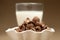 Chocolate cornflakes and milk glass